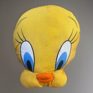 Vintage Play by Play Tweety Bird Face Plush Pillow Looney Tunes 10" 1994